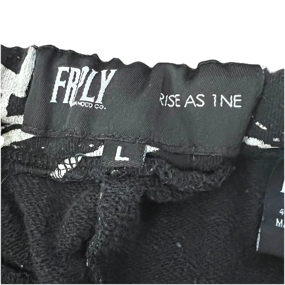 FRPLY Black Gray L Graphic All Over Print pants joggers Streetwear Skater Y2K‎ - Picture 6 of 10